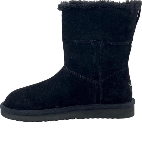 Koolaburra by UGG Aribel Short Winter Boots Mid Calf Faux Fur Black - Picture 5 of 6